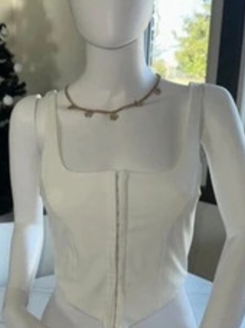 Square-Neck Cream Corset Camisole Top
